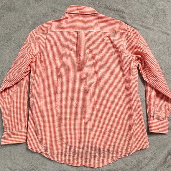 Brooks Brothers Madison Button Down Shirt Men's Large Orange White Seersucker - Picture 7 of 7